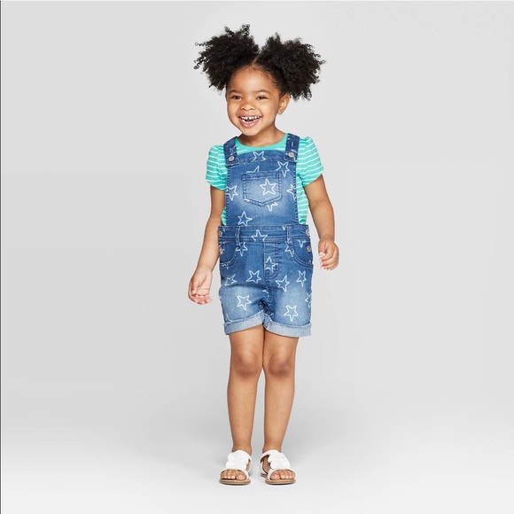 Cat & Jack Other - Girls' Star Print Jean Shortalls Cat & Jack™ Cat & Jack Other - Girls' Star Print Jean Shortalls Cat & Jack™